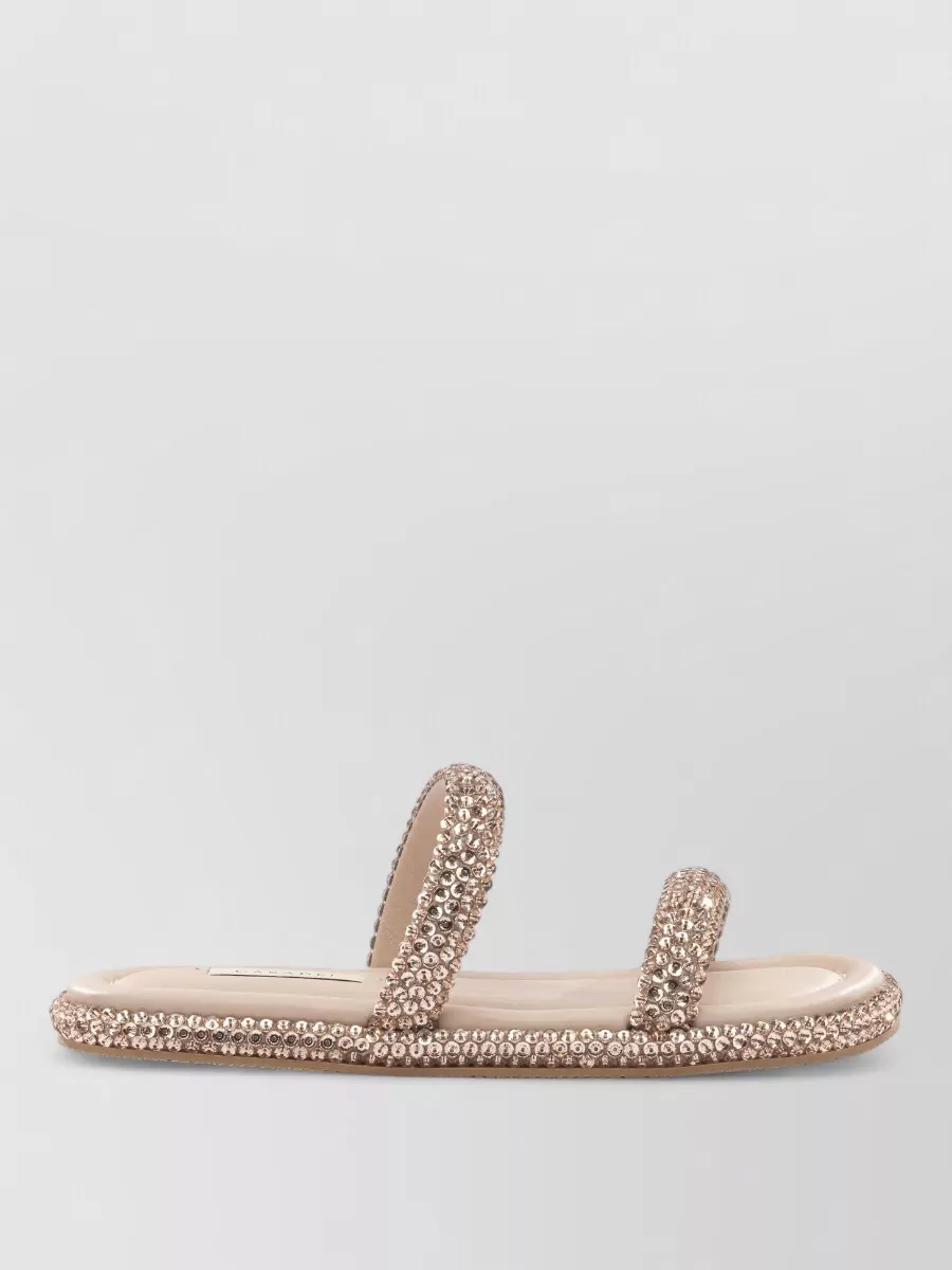 Casadei Sandals Embellished Straps Flat Sole Open Toe
