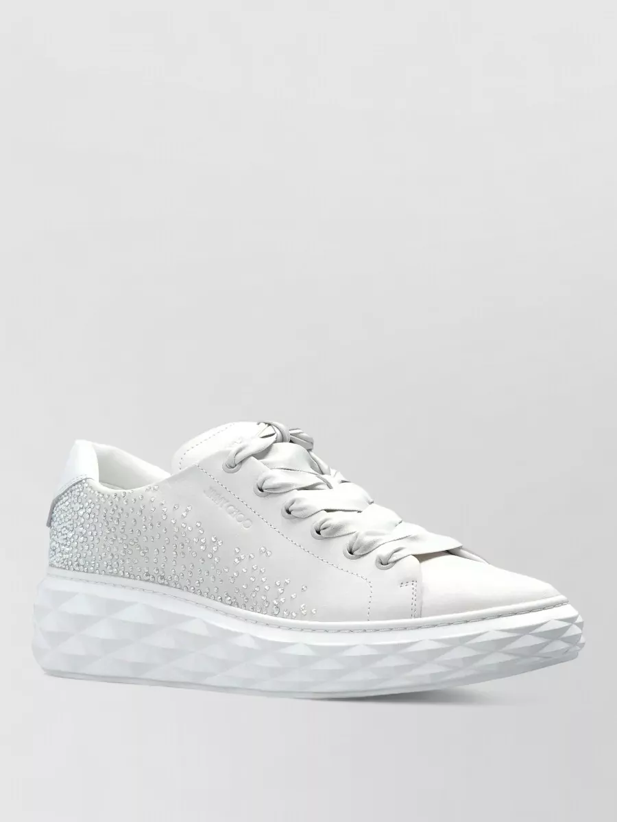 Jimmy Choo leather crystal-embellished lace-up sneakers