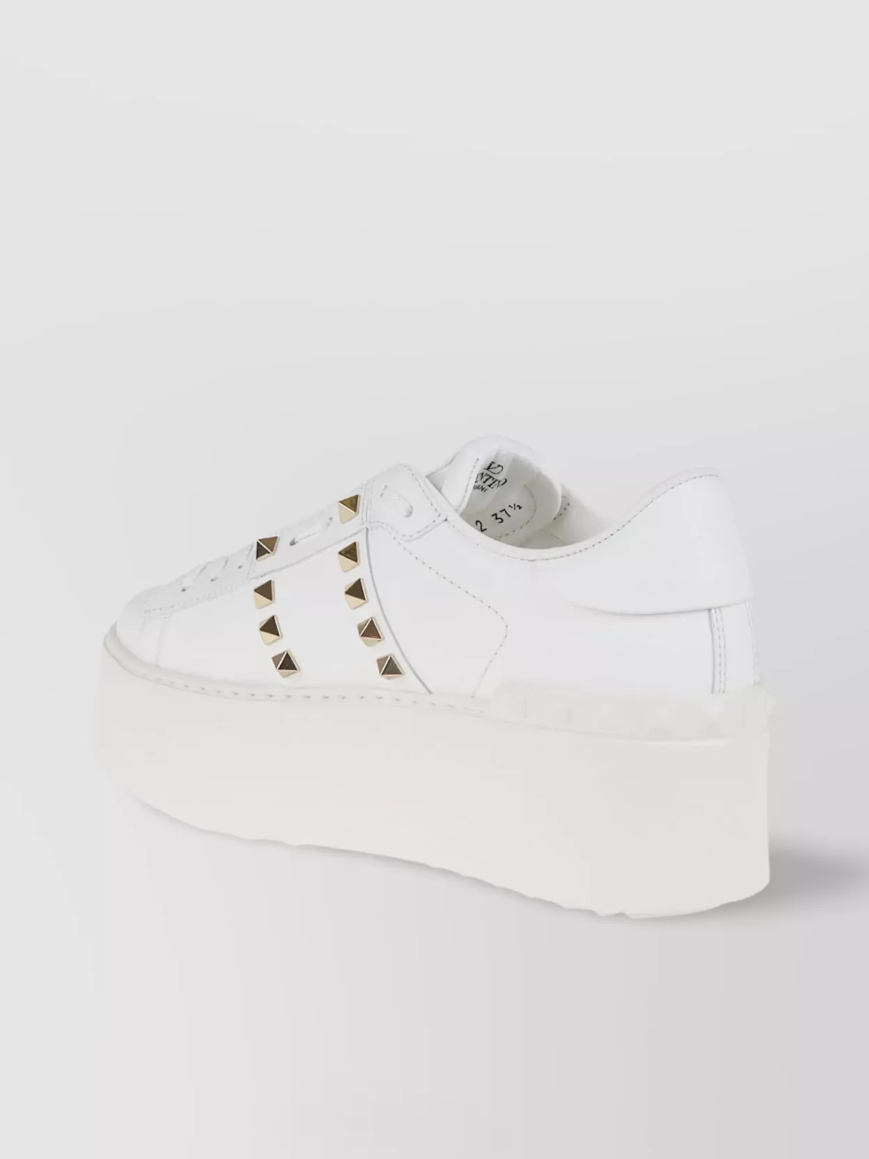 Shop Valentino Studded Calfskin Platform Sneakers