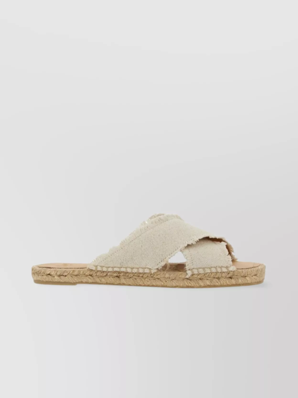 Castaner Crossed Straps Espadrille Sole Frayed Edges Sandals
