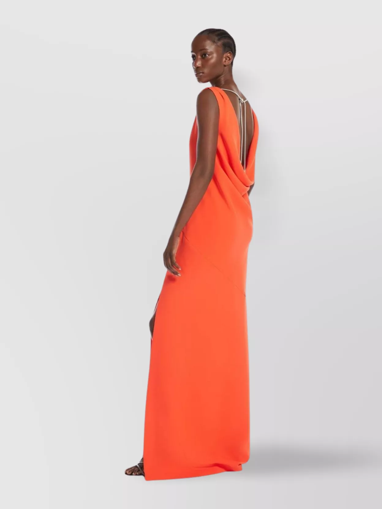Max Mara Draped Back Sleeveless Dress With Jewel Chain Detail