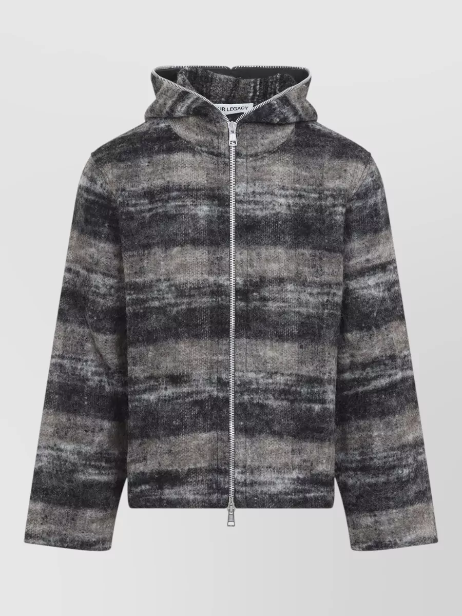 Our Legacy checked hooded zip-up knit jacket