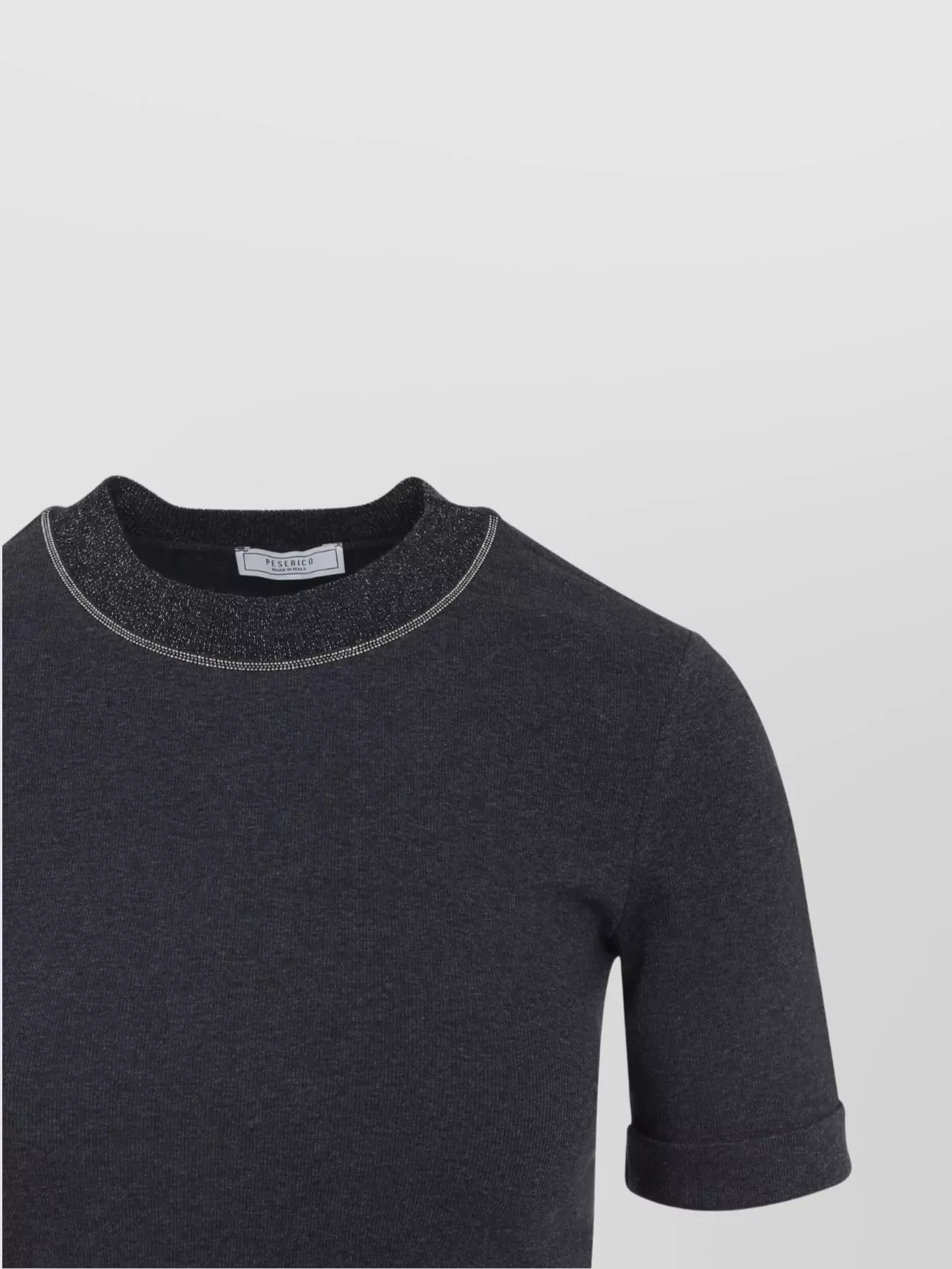 Peserico Ribbed Crew Neck T-Shirt With Lurex Detail