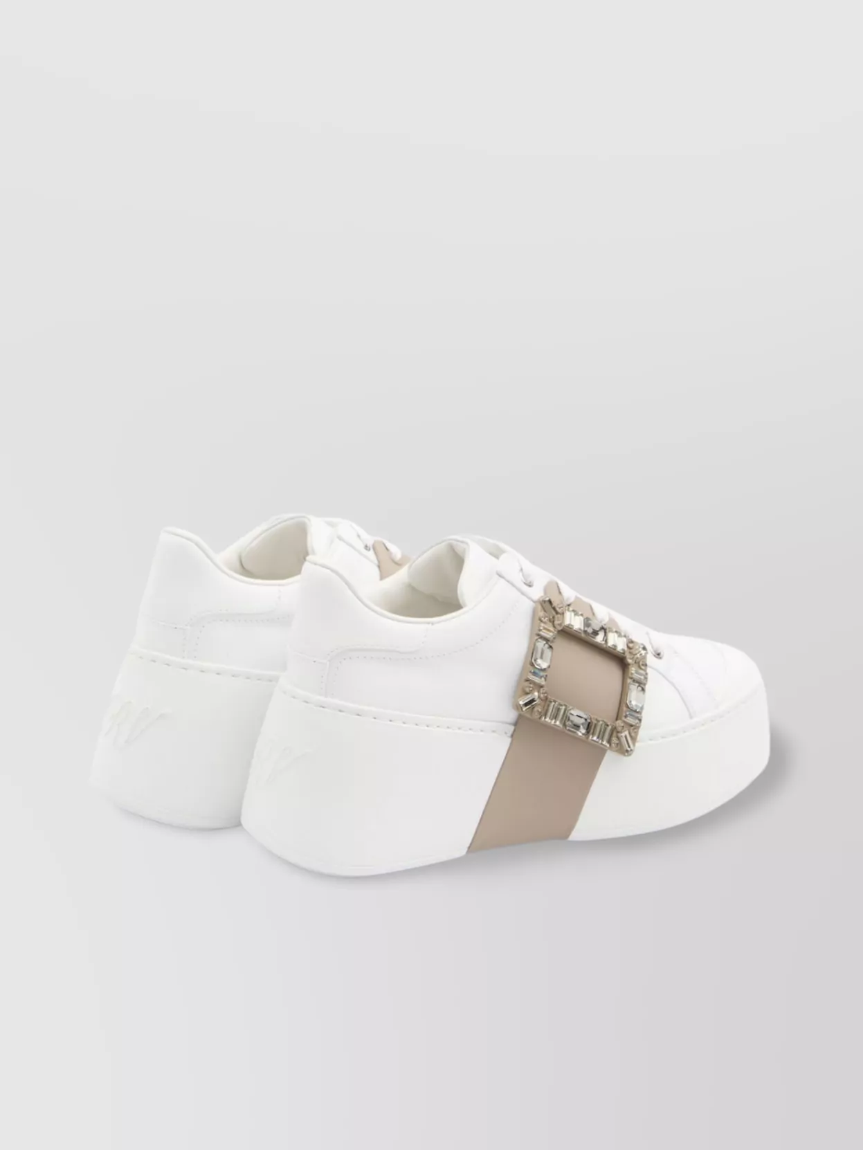 Roger Vivier Leather High-Top Sneakers Crystal Buckle