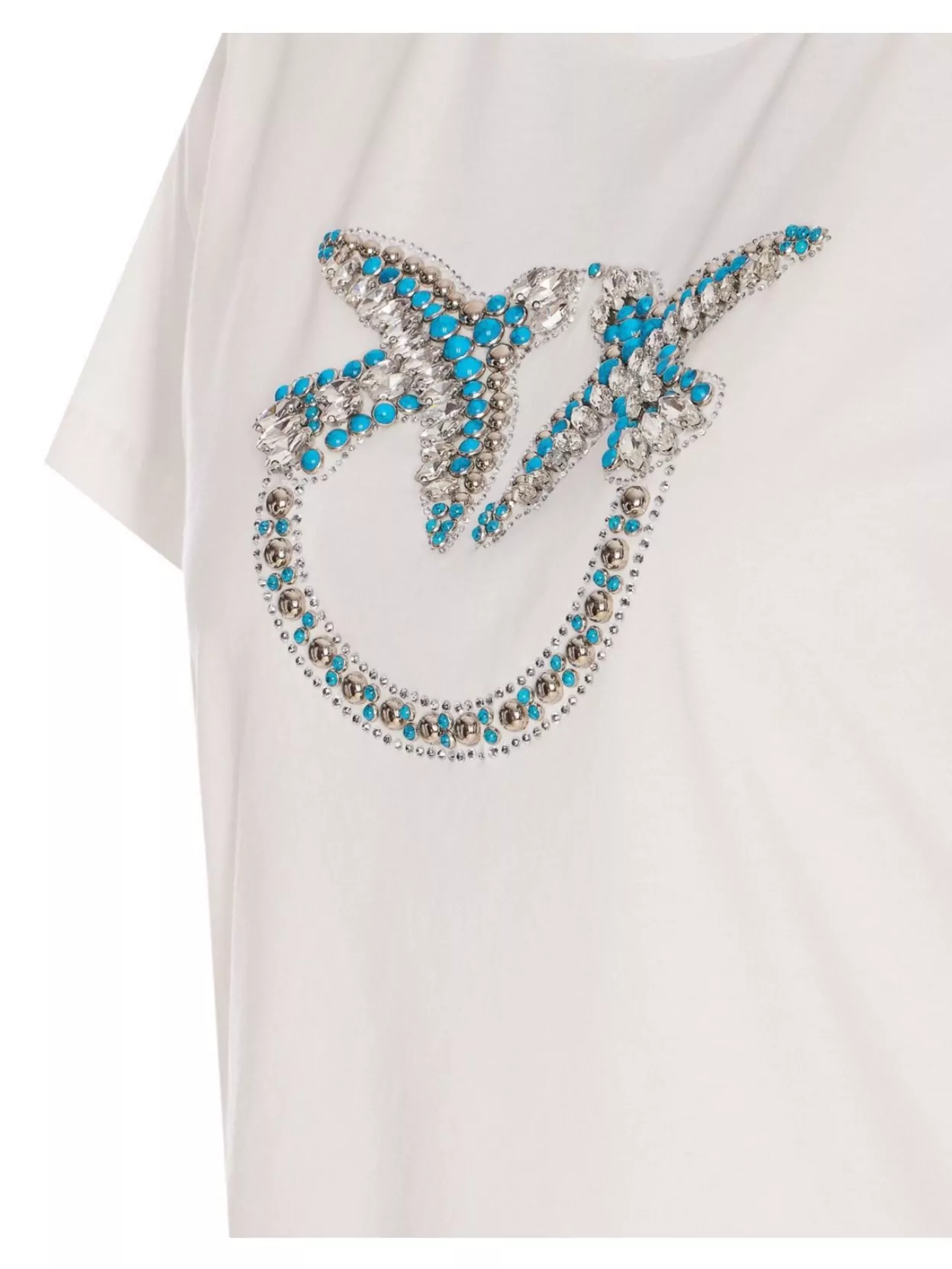 Pinko Crystal Embellished Crewneck Short Sleeve Top