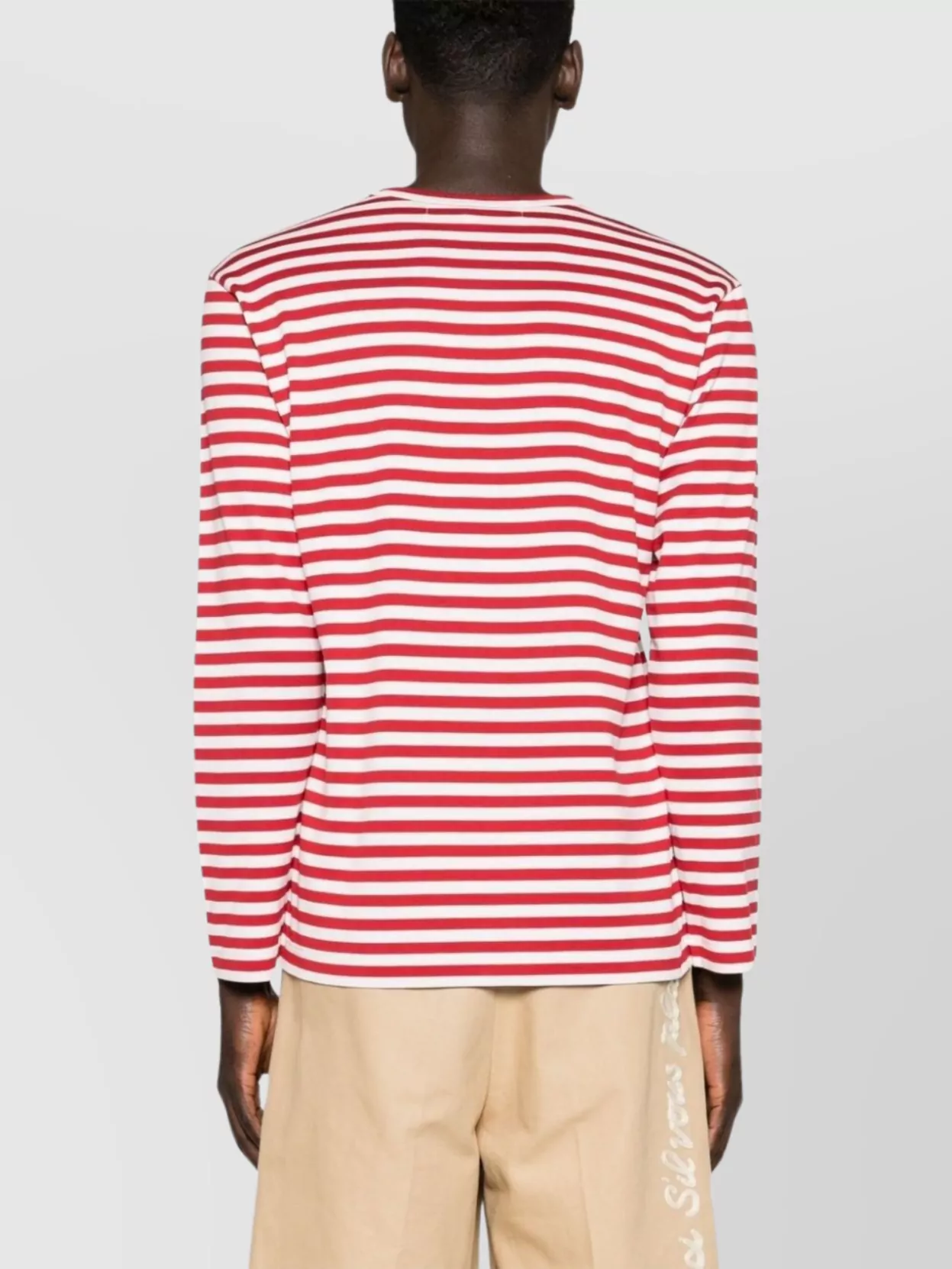 COMME DES GARÇONS LOGO STRIPED COTTON T-SHIRT 