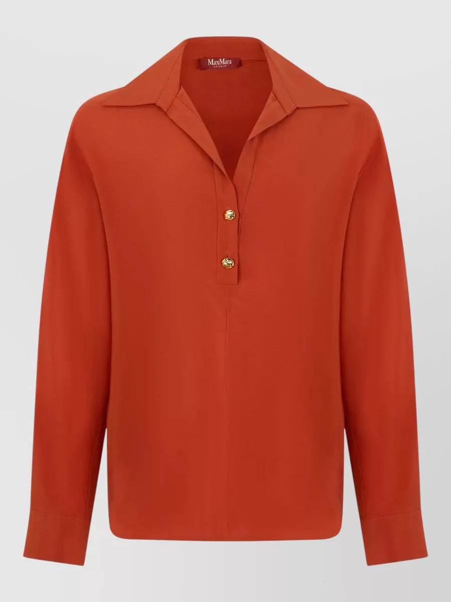 S Max Mara silk v-neck long-sleeve blouse