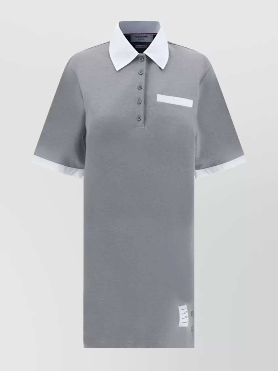 Shop Thom Browne Contrasting Trim Polo Dress In Grey