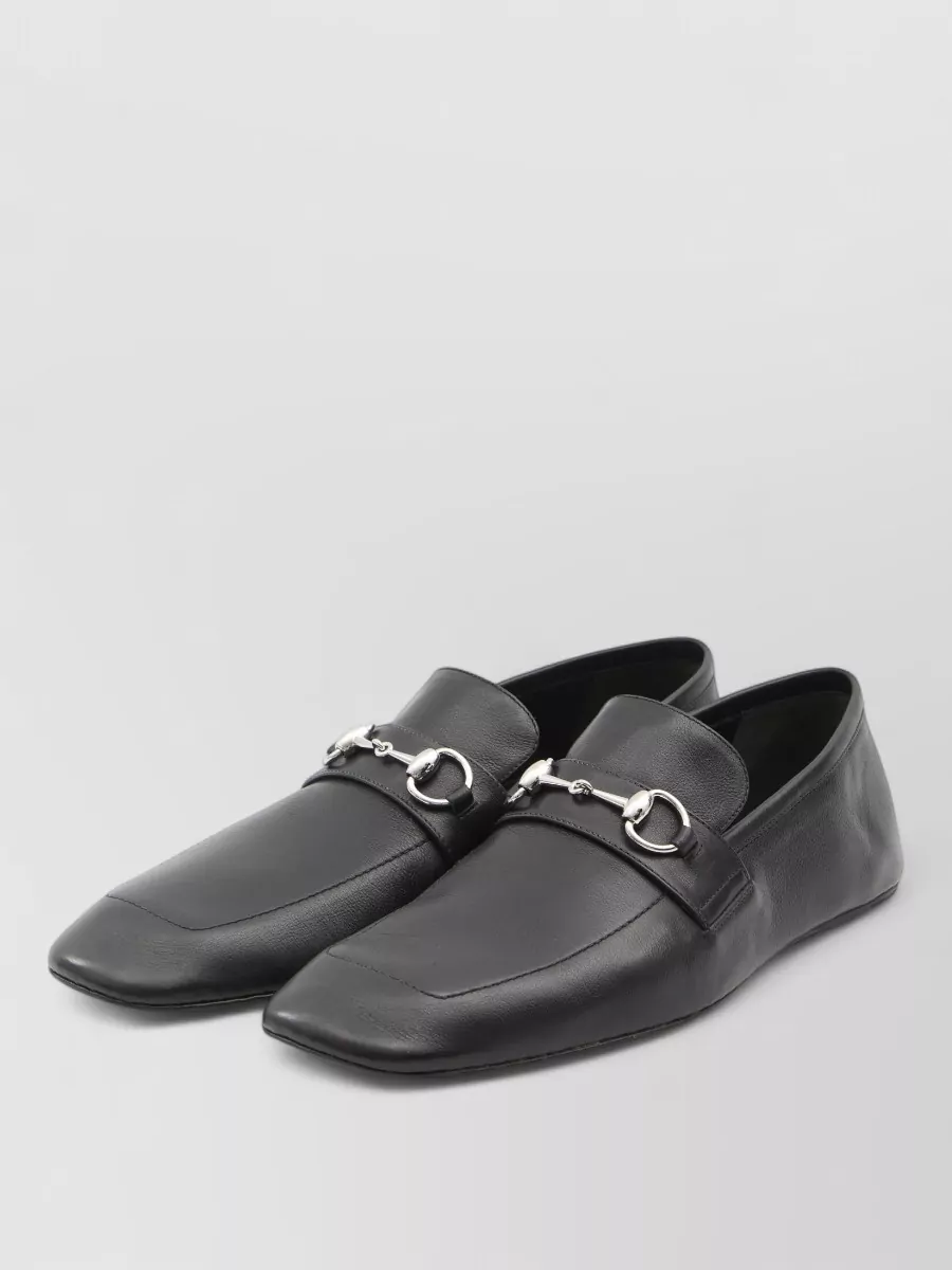 Gucci Leather Loafers Horsebit Detail Square Toe