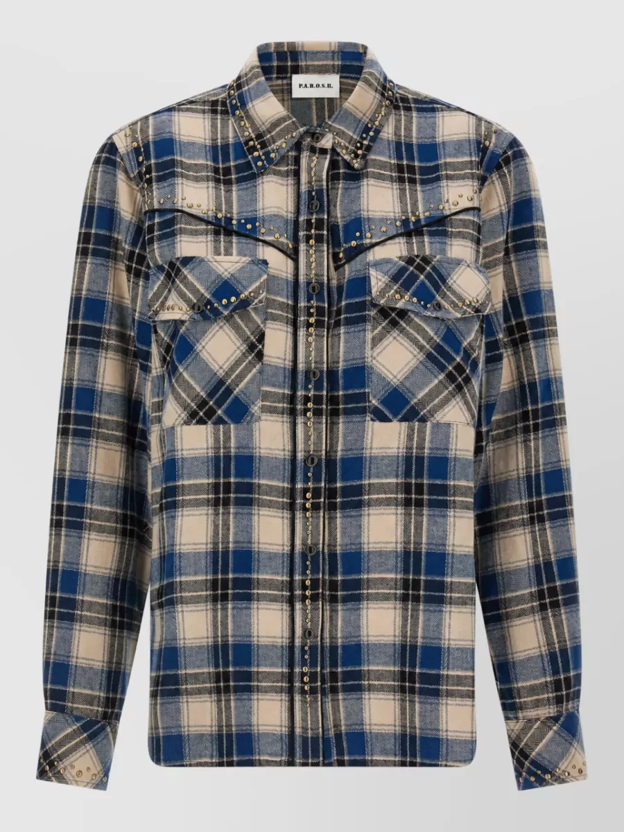 P.a.r.o.s.h. checked studded cotton shirt