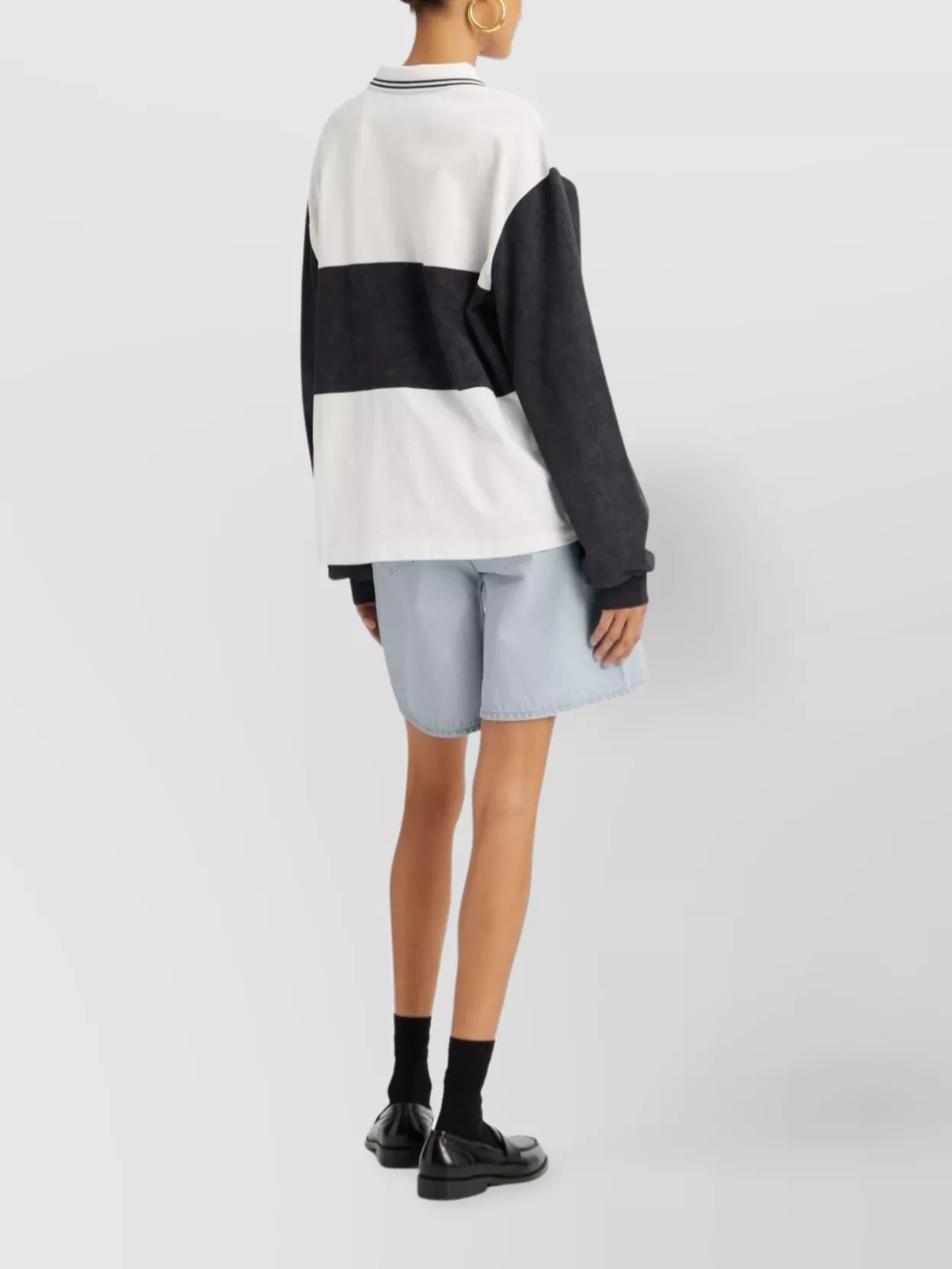 Rotate Long-Sleeved Polo Shirt Ribbed Cuffs