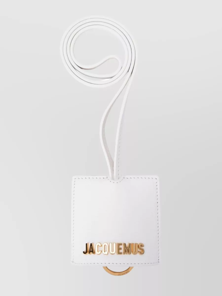 Shop Jacquemus Structured Rectangular Wallet With Gold Ring Detail In White