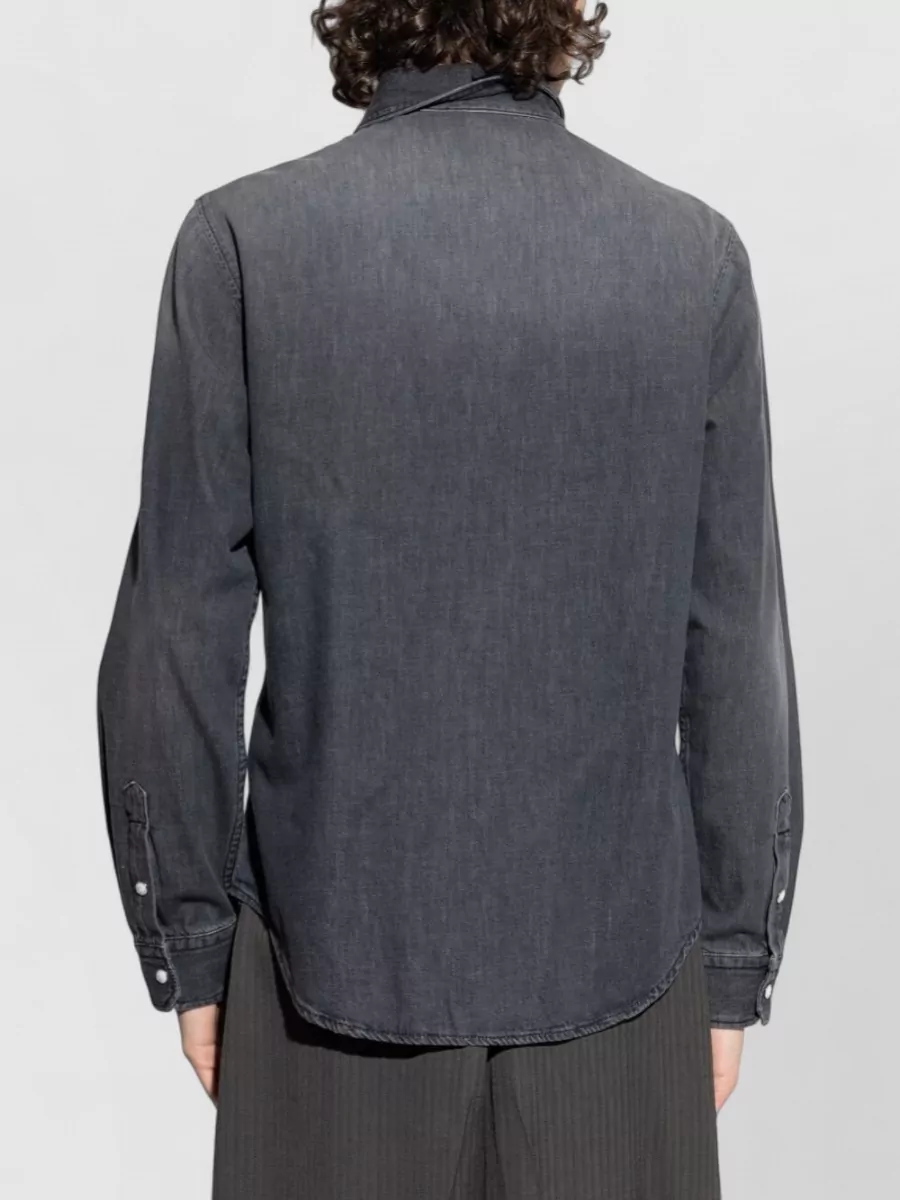 Versace Long Sleeve Shirt Curved Hem Nylon Silk