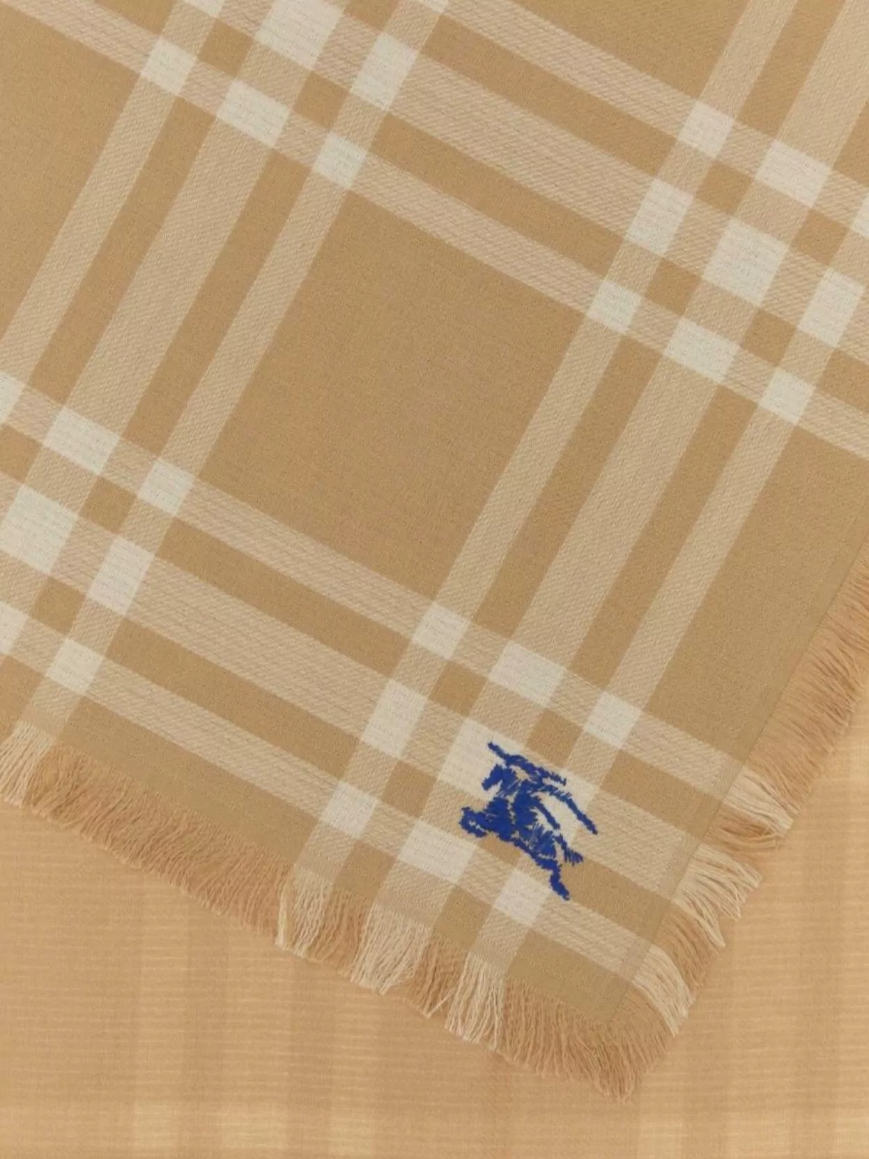 Burberry Wool Blend Scarf With Embroidered Check Pattern
