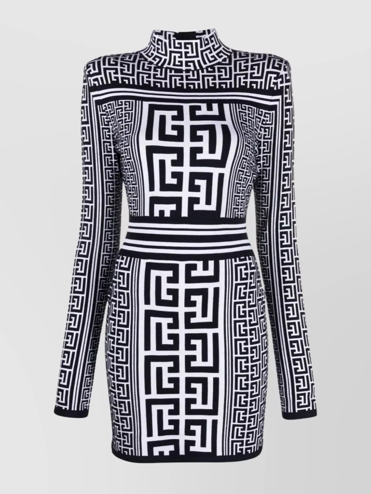 Shop Balmain Structured Knit Dress With Marked Waist In Blue