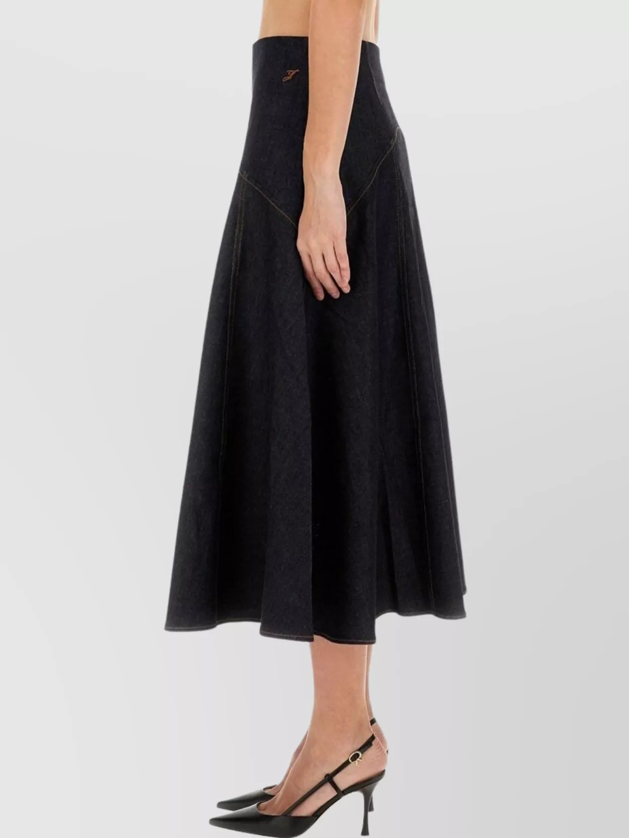 Jacquemus Triangle Denim Midi Skirt High Waist