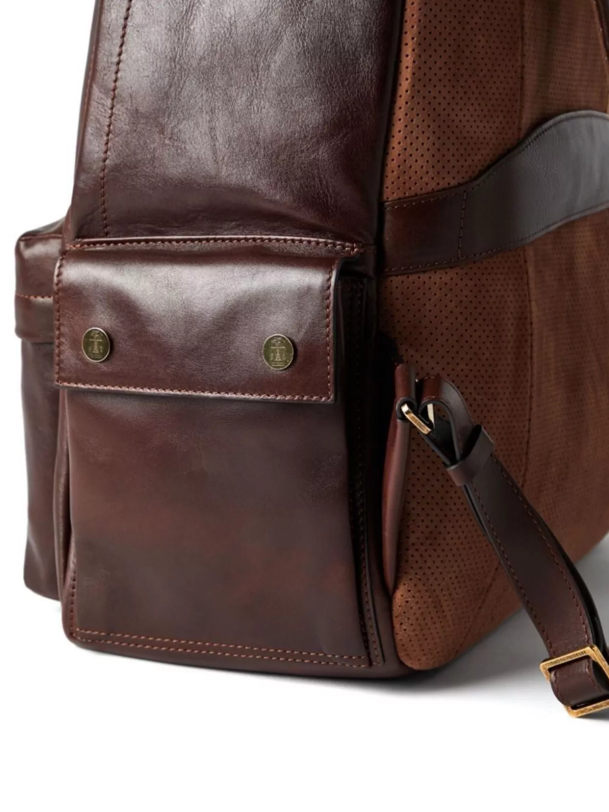Brunello Cucinelli Structured Leather Backpack With Zip And Flap Pockets