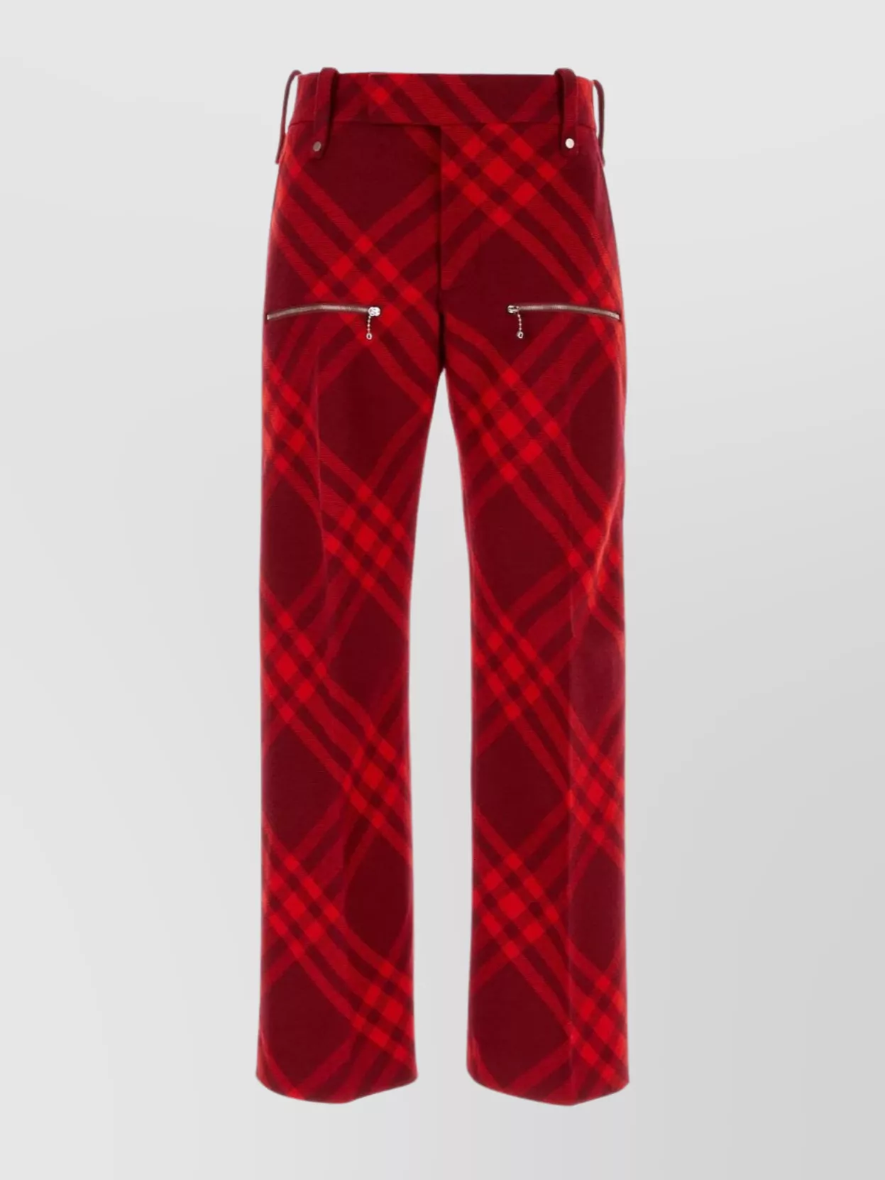Shop Burberry Embroidered Detail Wool Pant In Burgundy