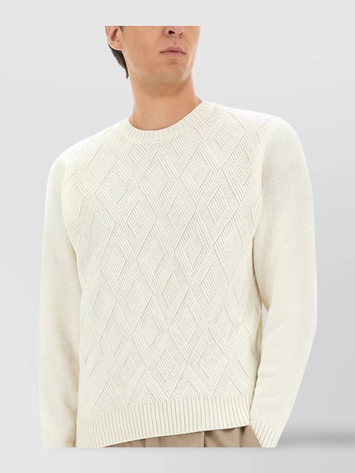 Herno Textured Knit Cashmere Sweater With Diamond Pattern