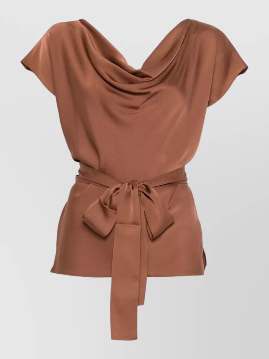 Silk95five Mizner Top Cap Sleeves Cowl Neck