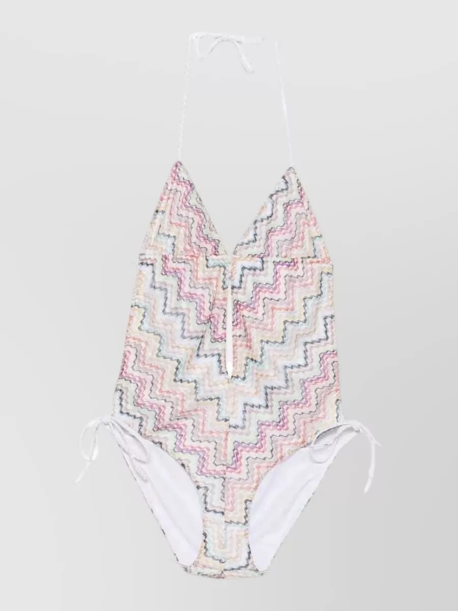 Missoni zigzag-knit halterneck cutout swimsuit