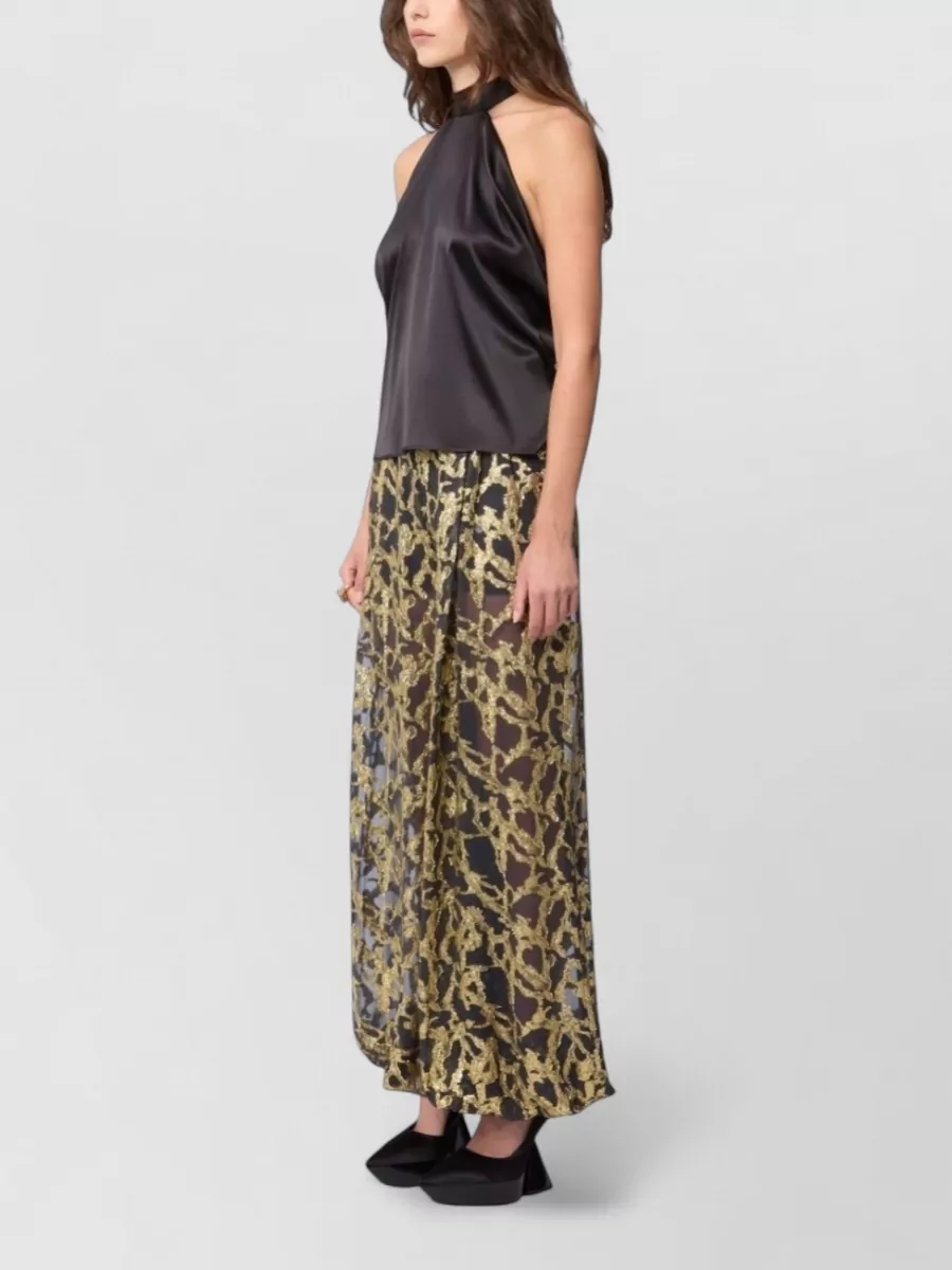 Nina Ricci Satin Draped Halterneck Top Open Back