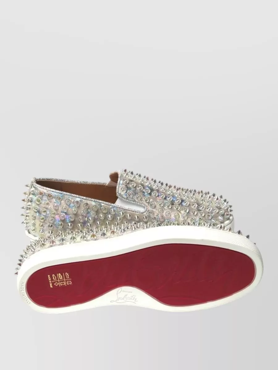 Christian Louboutin Embellished Leather Slip-On Sneakers