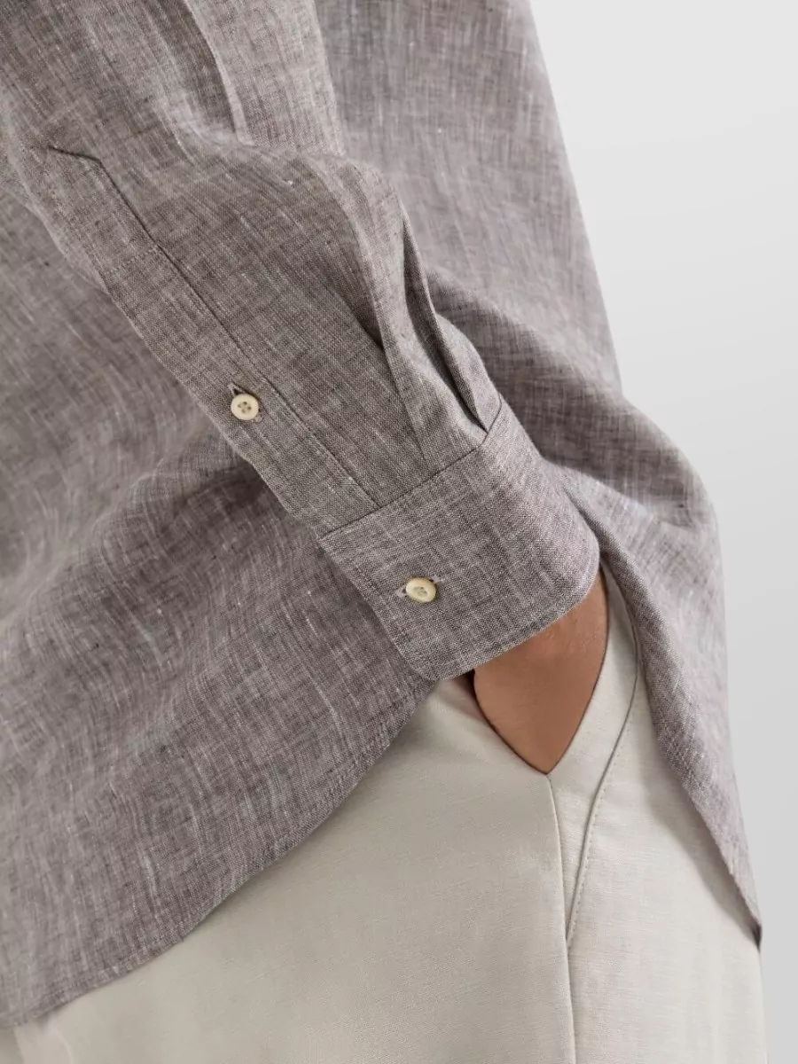 Brunello Cucinelli Lightweight Long Sleeve Linen Shirt