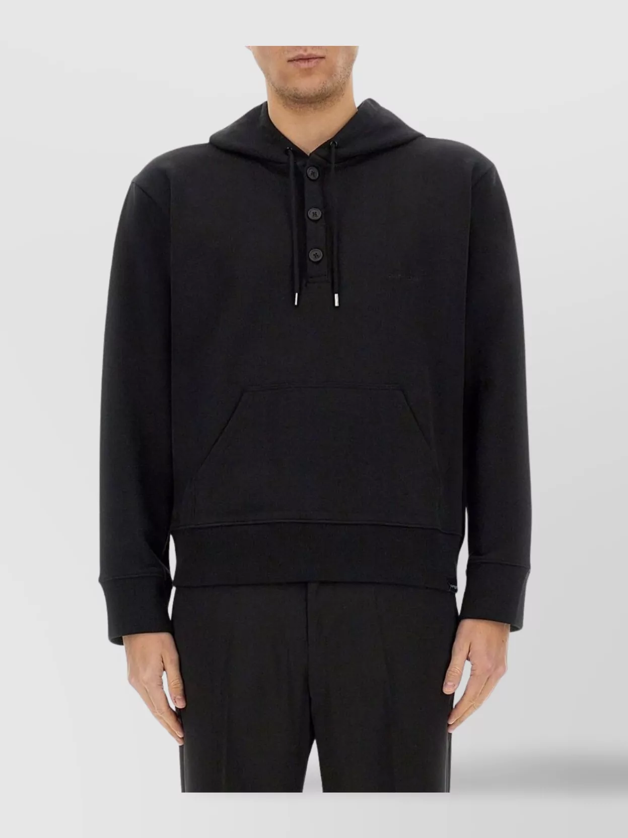 Courrèges Hooded Sweater With Front Pocket And Button Detail