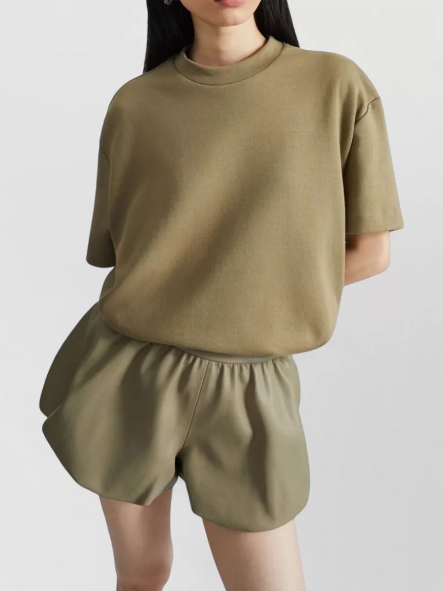 The Frankie Shop Faux Leather Bubble Hem Mini Shorts
