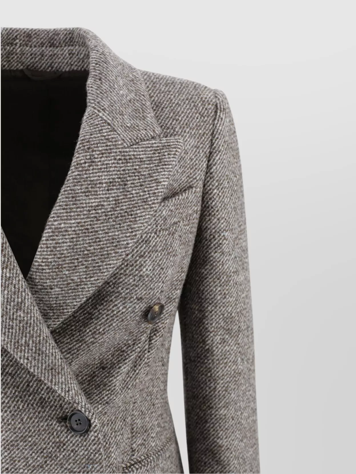 Brunello Cucinelli Tweed Double-Breasted Blazer Featuring Side Pockets