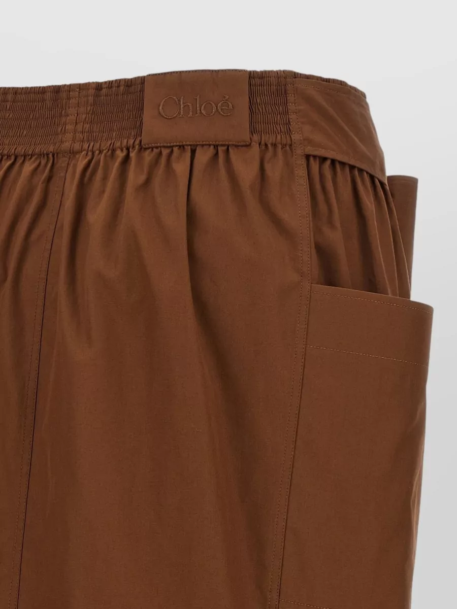 Chloé Cotton Gathered Midi Skirt