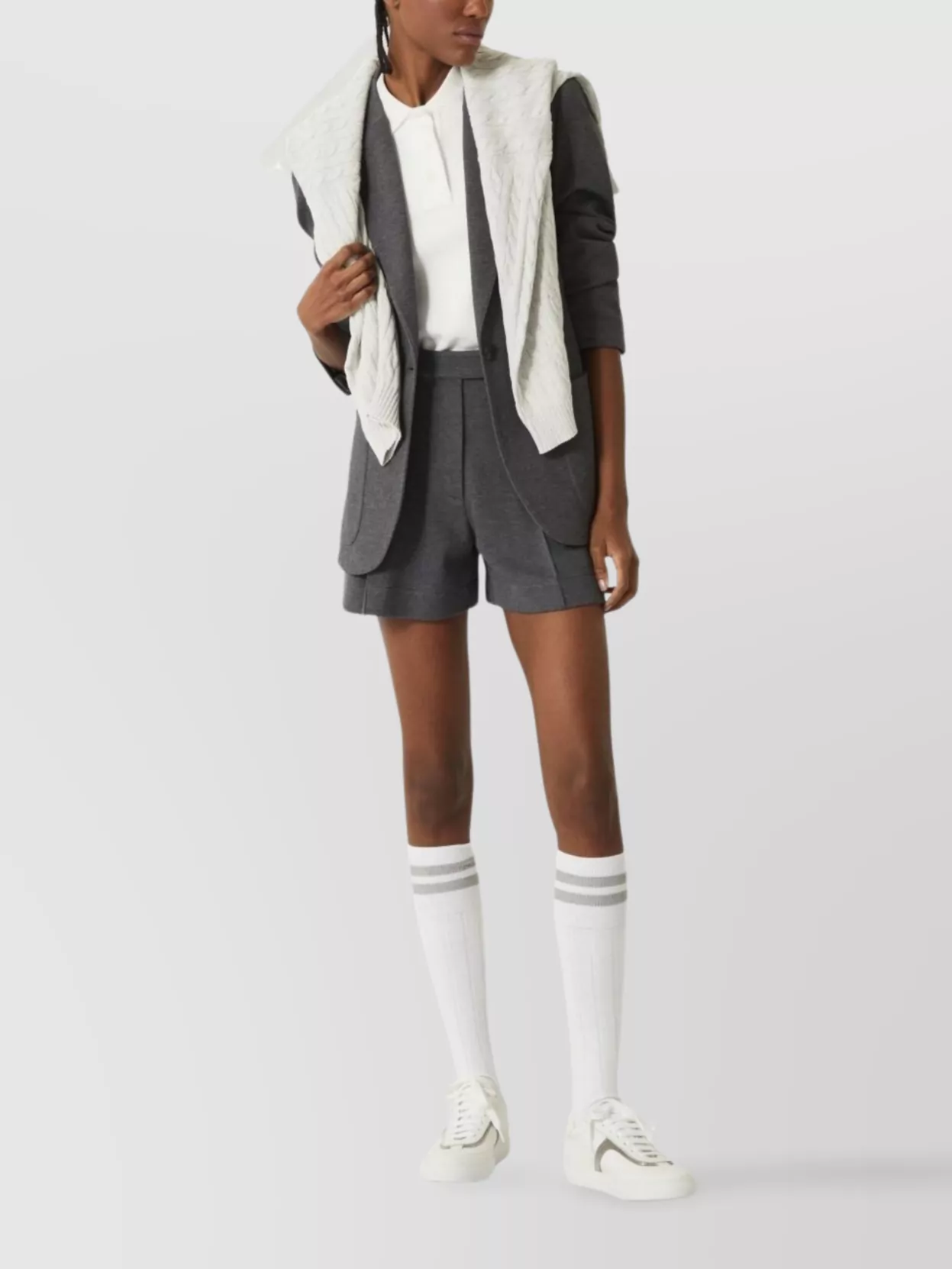 Brunello Cucinelli Polo Top With Cap Sleeves And Straight Hem