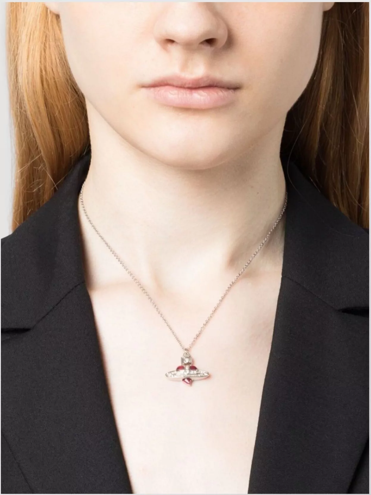 Vivienne Westwood Heart Pendant Chain Necklace With Crystal Embellishment