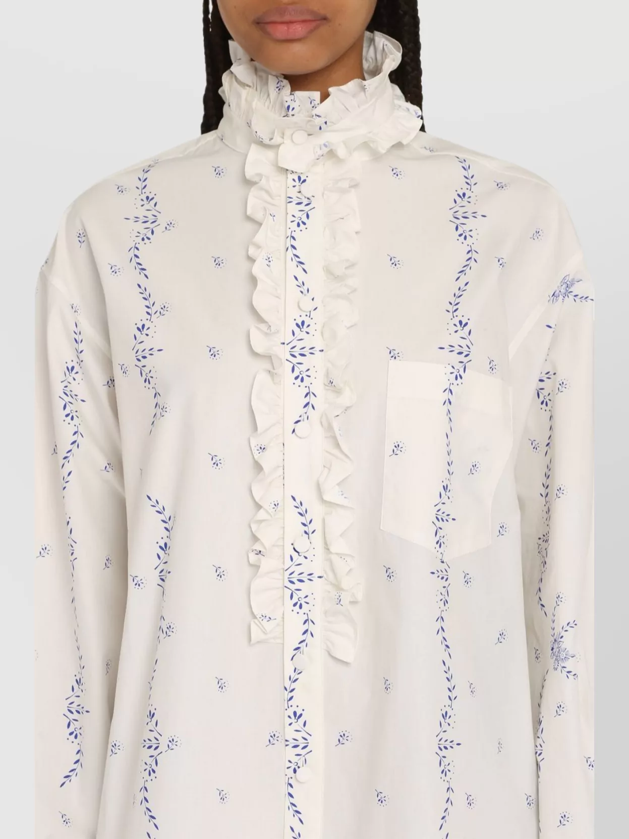 Philosophy Poplin Cotton Shirtdress Ruffled Collar