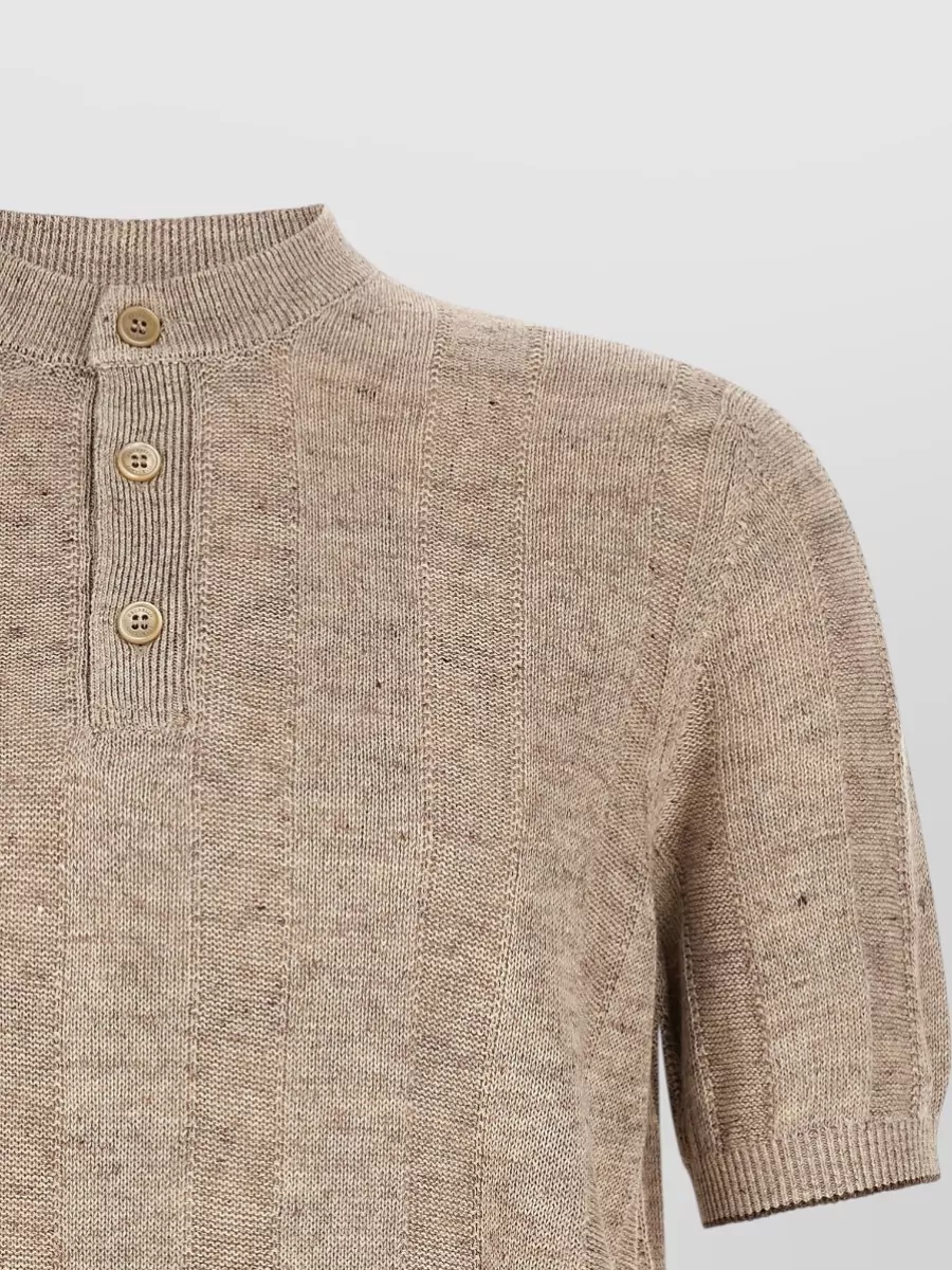 Brunello Cucinelli Linen And Cotton Short-Sleeve Crew-Neck Sweater