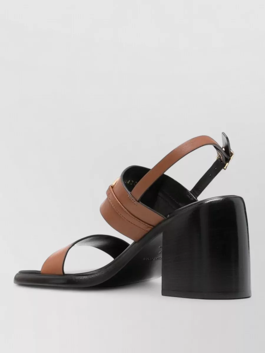 Sergio Rossi Leather Slingback Block Heel Sandals