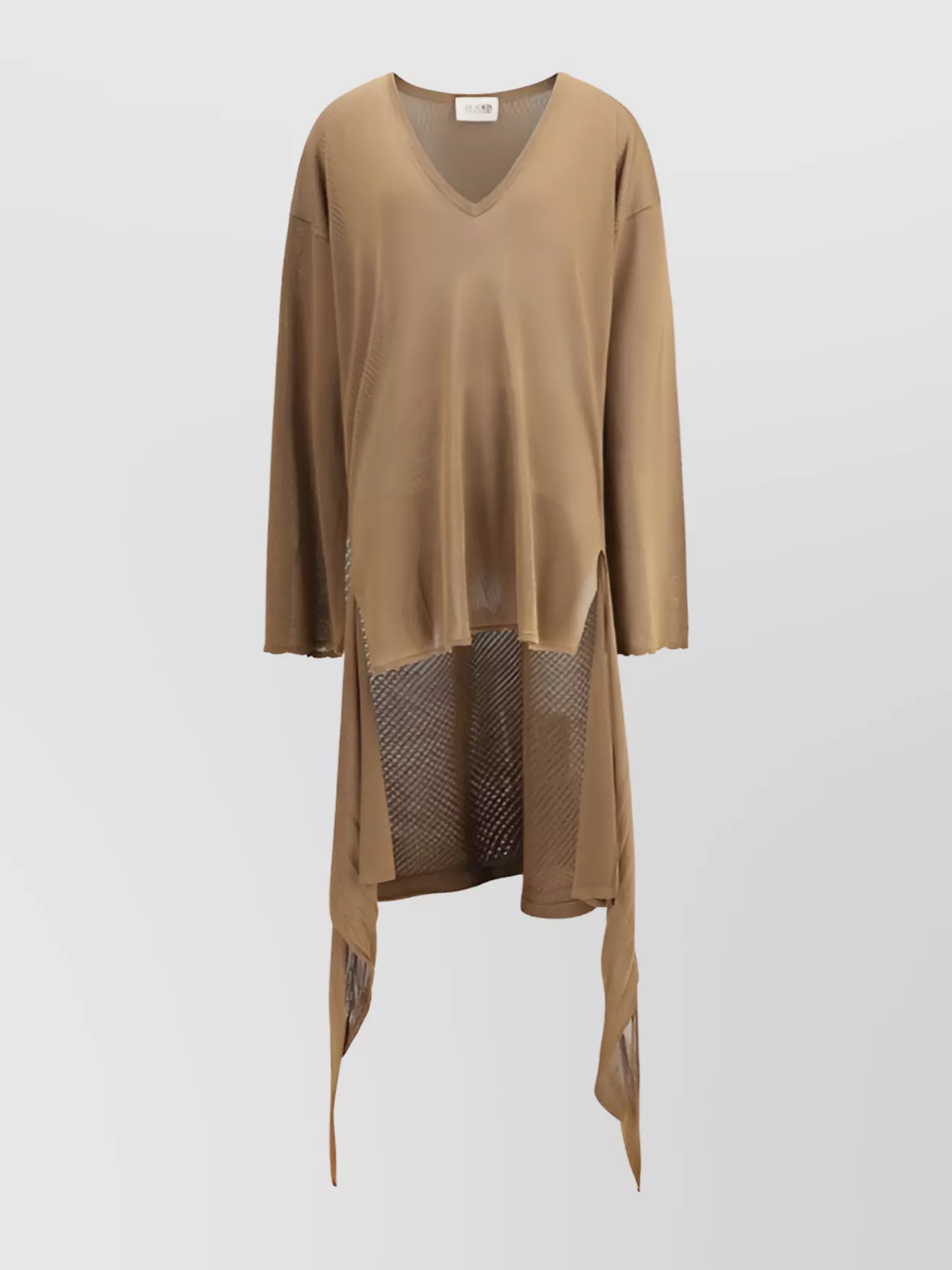 ATTICO ASYMMETRICAL V-NECKLINE MINI DRESS WITH PERFORATED PATTERN