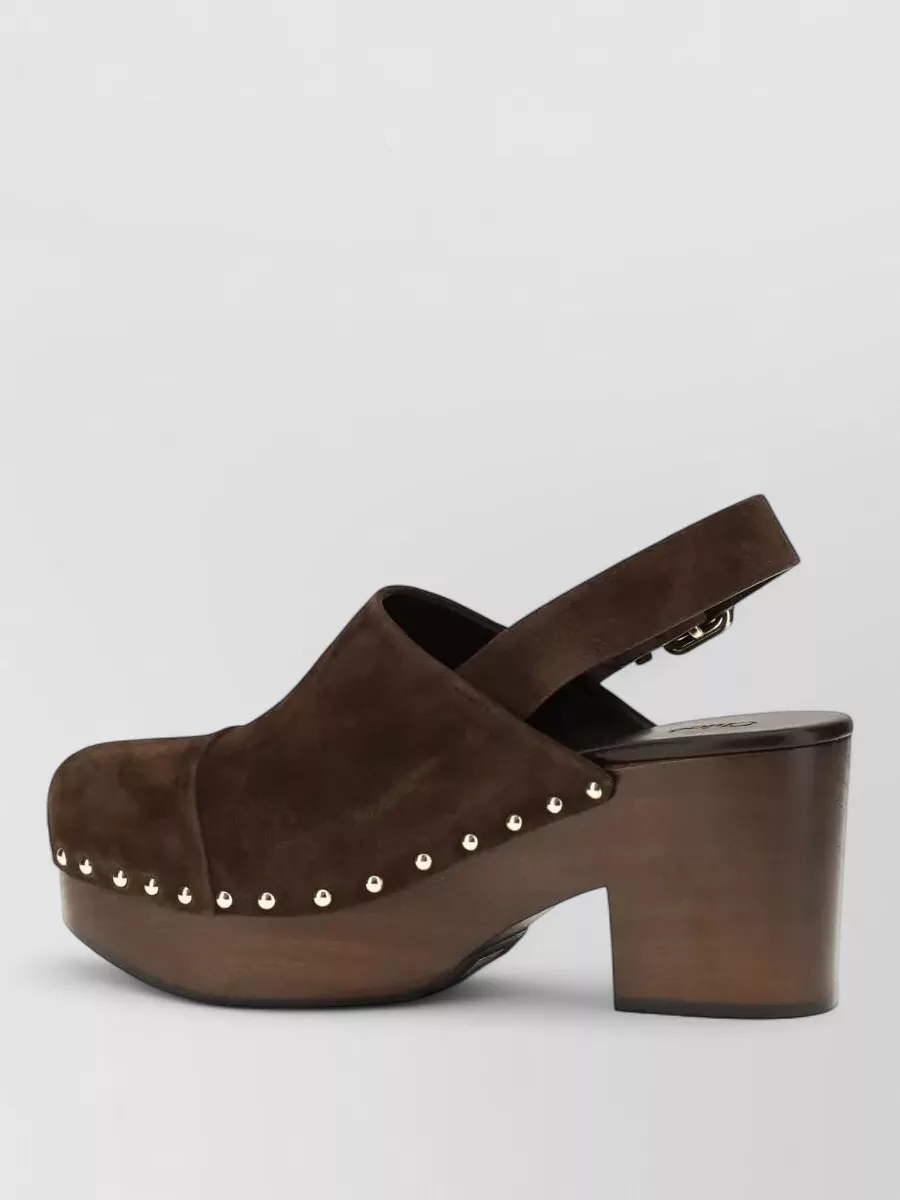 Chloé Leather Studded Platform Clogs