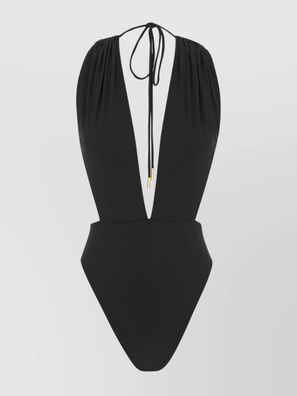 Shop Saint Laurent Plunge V-neck High-cut Backless Swimsuit