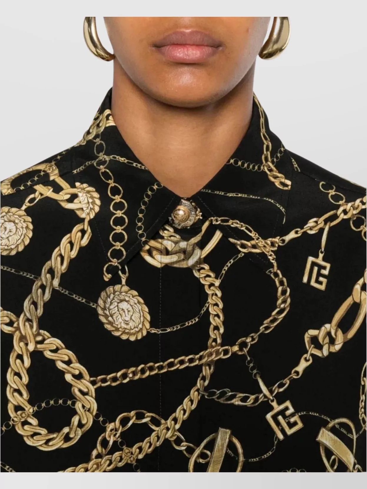 Balmain Shirt Chain Print Gold Buttons