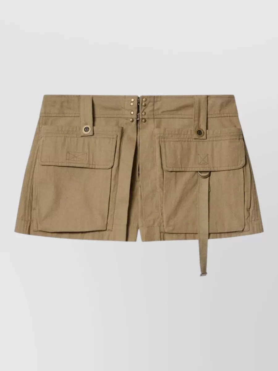 Isabel Marant Barta Cargo Shorts Straps Multiple Pockets In Neutral