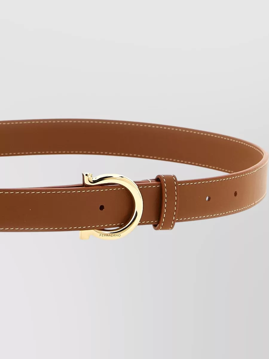 Ferragamo Gancini Belt Adjustable Length Stitch Detailing