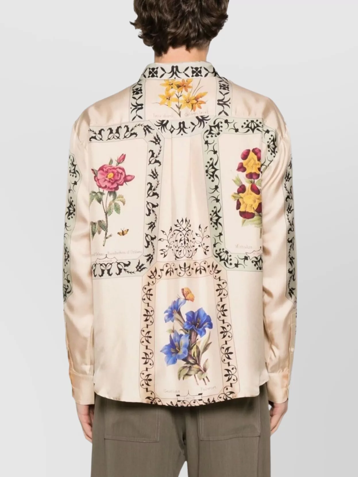Pierre Louise Mascia Floral Print Long Sleeve Collared Top In Pink
