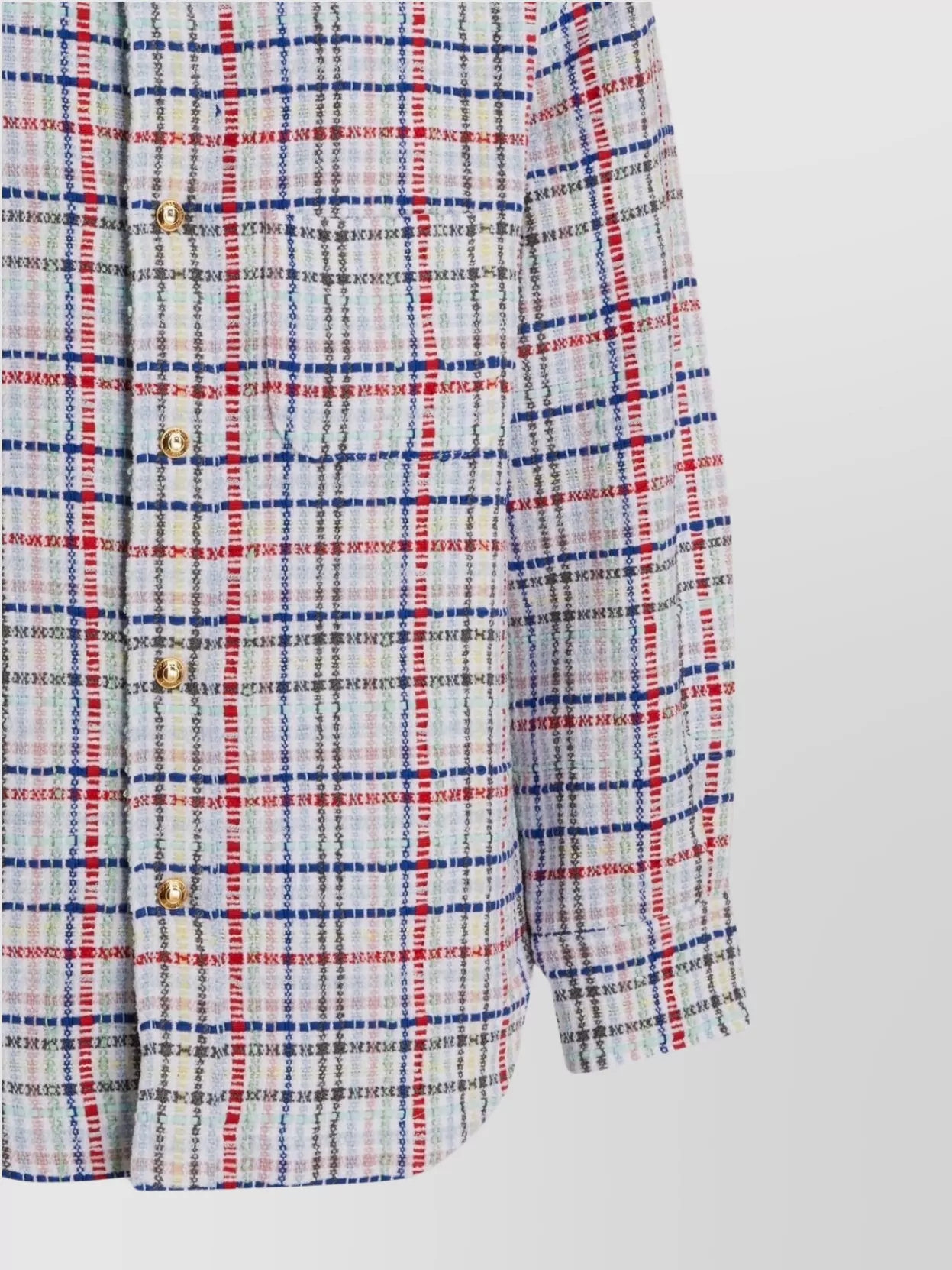 Thom Browne Chenille Tweed Shirt With Micro Gingham Motif