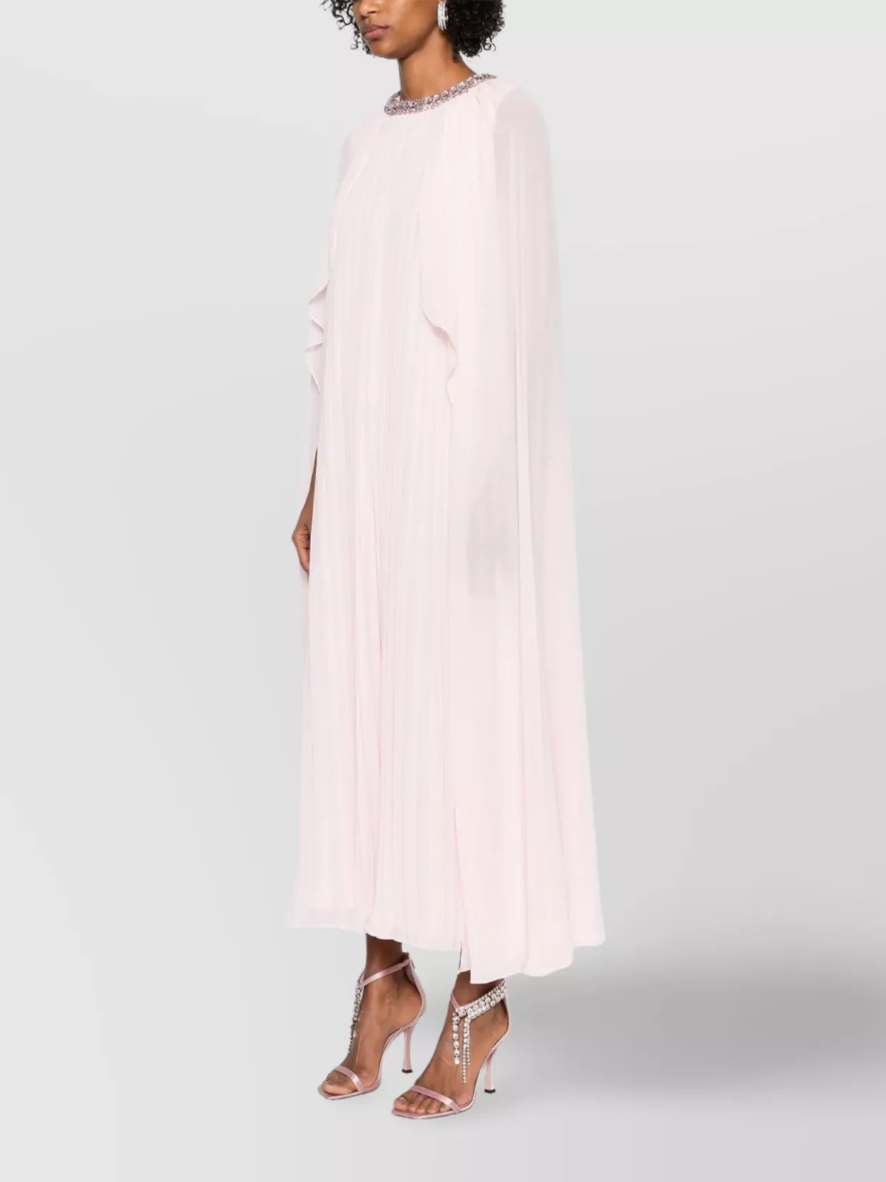 Self-Portrait Cape Silhouette Chiffon Midi Dress