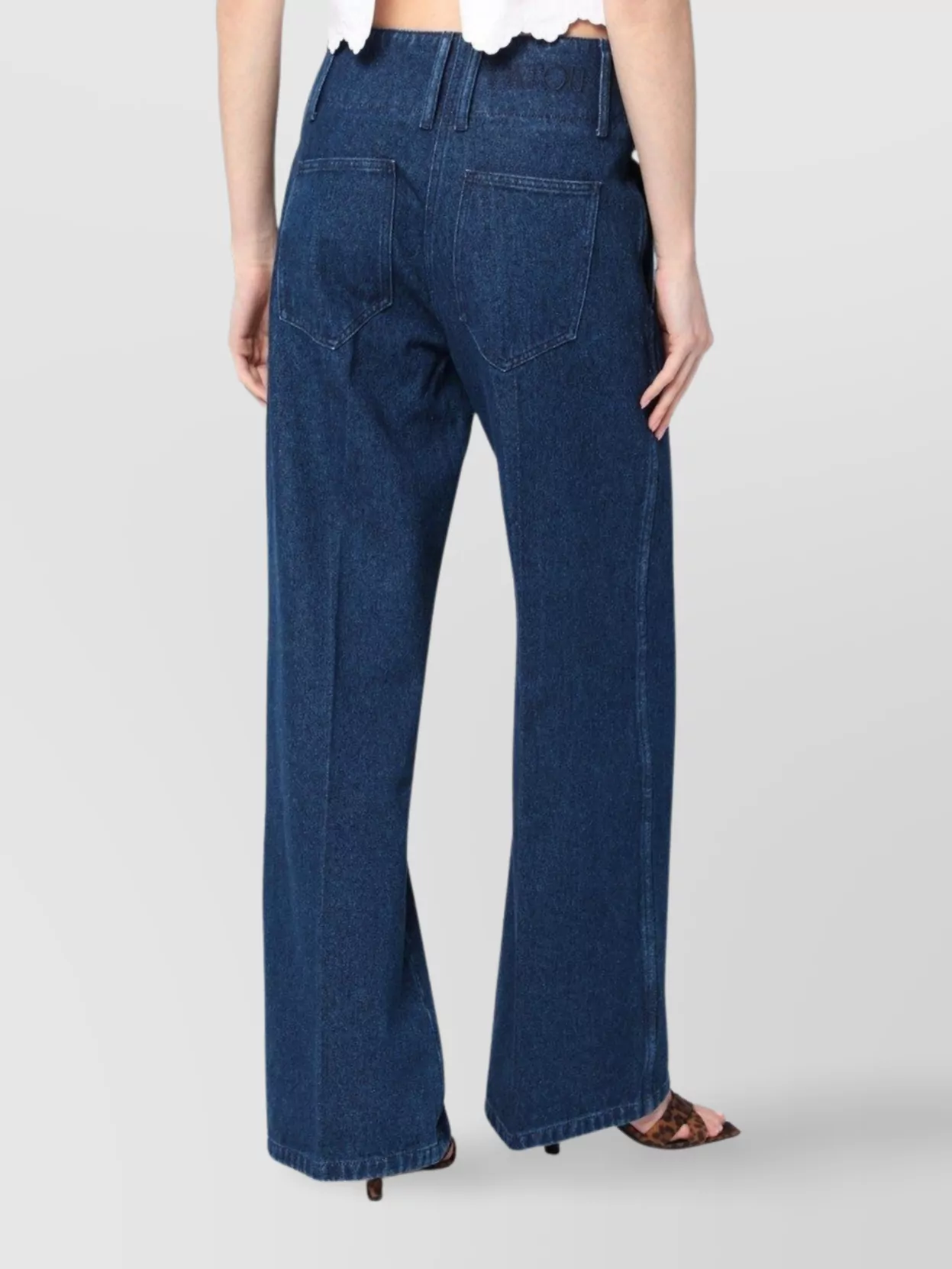 Patou Wide Leg Denim Jeans With Pockets And Loops In Blue