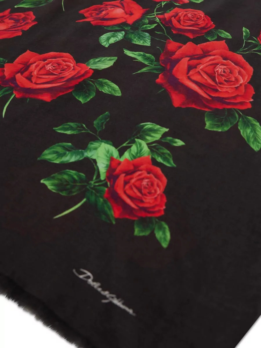 Dolce&Gabbana Cashmere-blend floral-print fringed stole