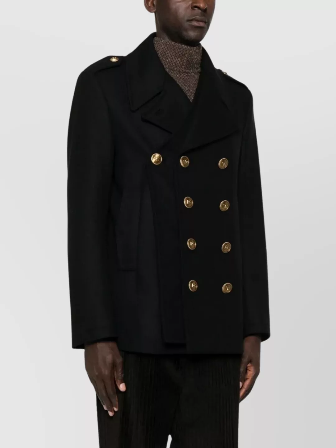 Dolce&Gabbana Double-Breasted Peacoat Featuring Epaulettes
