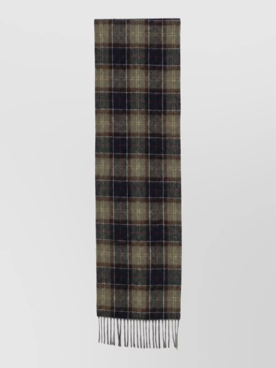 Barbour wool tartan scarf and glove set